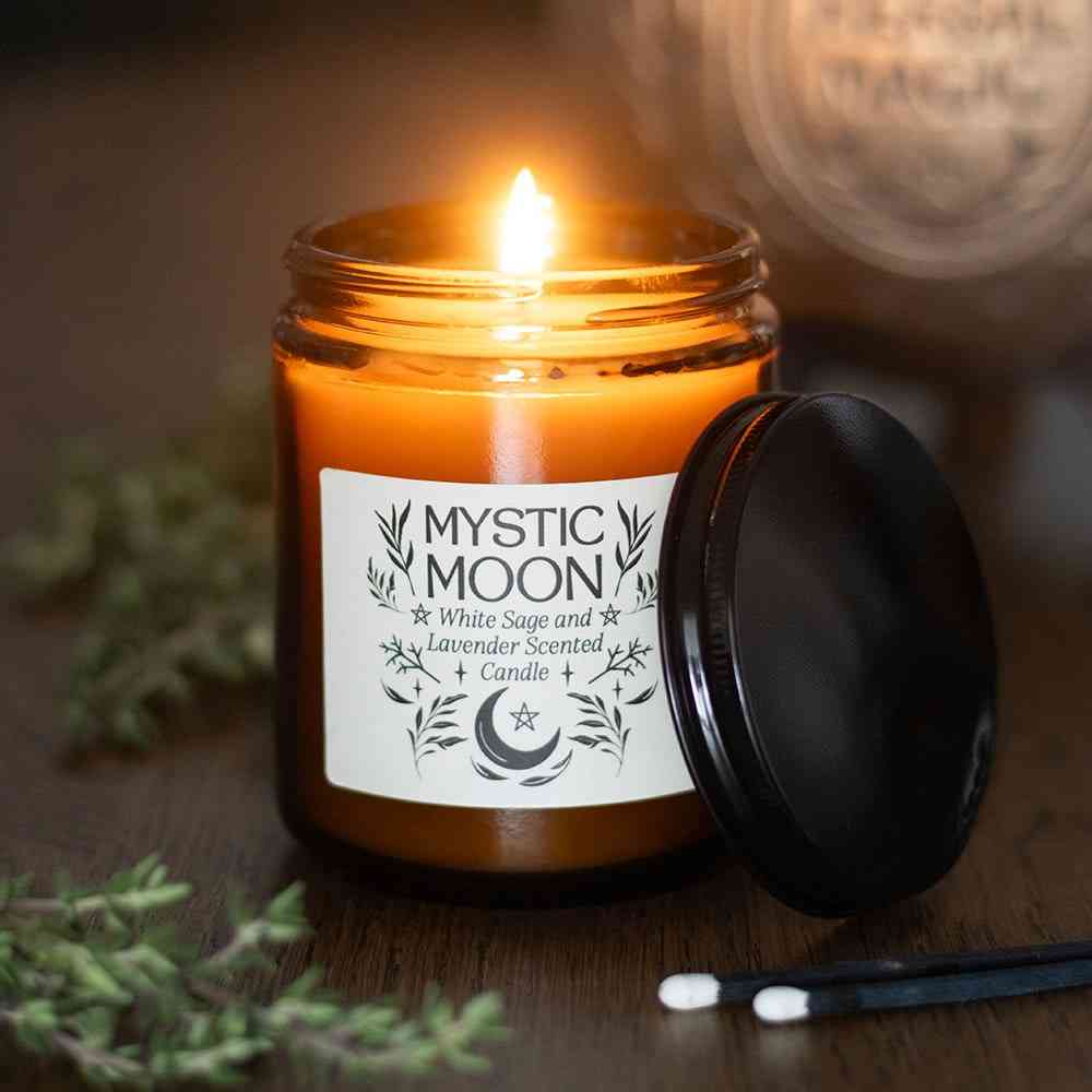 Something Different - Mystic Moon Sage & Lavender Amber Glass Scented Candle - Brown